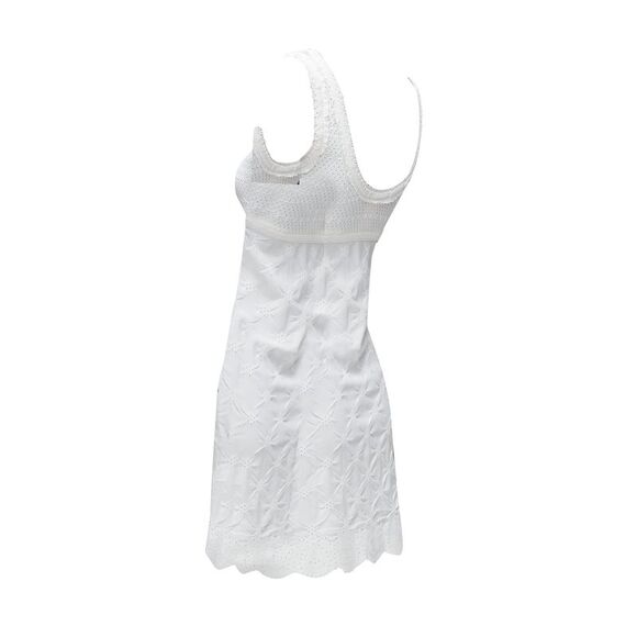 Chanel Karl Lagerfeld 2011 Cc Buttons White Lace Knitted Mini Dress Fr34 Xs - Picture 6 of 7
